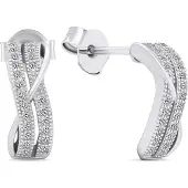 Brilio Silver Beautiful silver earrings with zircons EA589W