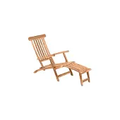 Möbilia Liegestuhl mit Fußstütze 4 Liegepositionen Teak natur