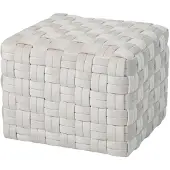 SVITA Poppy Hocker Sitzpouf Geflochten Sitzhocker Fußhocker Für Sessel Samt Beige