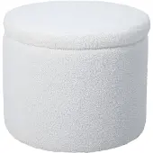 SVITA AMBER Aufbewahrungsbox mit Deckel Hocker mit Stauraum Sitzhocker Teddy Weiß