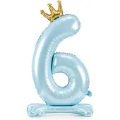Party Deco Ballon Zahl 6 auf fuss - Blau