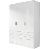 Die Möbelfundgrube Kleiderschrank weiß hochglanz - rauch - 136 cm - CELLE