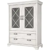 Die Möbelfundgrube Vitrine mit 2 Glastüren Pinie weiß Breite 123 cm - KASHMIR