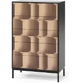 Vicco Kommode Eliza, 76 x 120 cm mit 5 Schubladen, Schwarz/Eiche