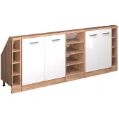 Vicco Dachschrägenschrank-Set Rion, 5er Set, Weiß Hochglanz/Goldkraft Eiche/Goldkraft Eiche