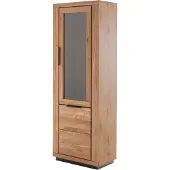 Massivart Vitrine mit Glastür Wildeiche teilmassiv geölt Breite 72 cm - GRENO