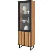 Massivart Vitrine mit Glastür Eiche teilmassiv geölt Breite 54 cm - BELLA