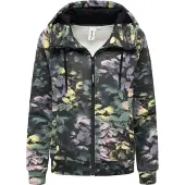 Ragwear Sweatjacke "Sweatjacke Fllawia Print", Damen, Gr. M, bunt (schwarz combo), Obermaterial: 70% Baumwolle CO. 30% Polyester PES., Sweatjacken Sweatjacke