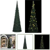 The Living Store Künstlicher Weihnachtsbaum Pop-up mit LED Grün 150 cm