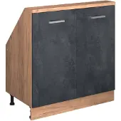 Vicco Dachschrägenschrank Rion Schwarz Beton mit 2 Türen, Model 56163