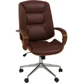 Mendler Bürostuhl MCW-O83, Drehstuhl Chefsessel , Kunstleder (280g/m²) Bugholz MVG- Walnuss-Optik rotbraun