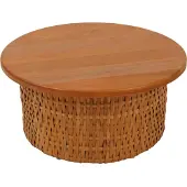 Mendler Couchtisch MCW-P15, Beistelltisch Sofatisch Wohnzimmertisch Mahagoniholz Rattan rund Ø75cm