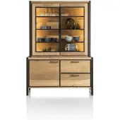 Henders & Hazel Metalo Buffet 2 Glastüren + LED Eiche Furnier/Metallgestell 140x200 cm