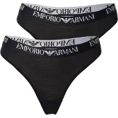 Emporio Armani String "String ESSENTIAL COTTON 2er Pack", Damen, Gr. S, schwarz, Obermaterial: 95% Baumwolle CO. 5% Elasthan EL., Unterhosen String