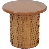 MCW Beistelltisch MCW-P15, Sofa-/Couchtisch Loungetisch Wohnzimmertisch Pflanzentisch Tisch, Mahagoniholz Rattan rund Ø44cm