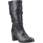 Hush puppies Cosima Damen Stiefel aus schwarzem Leder mit hohem Absatz