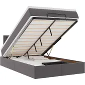 vidaXL Ottoman-Bett mit Matratzen & LEDs Grau 120x190 cm Kunstleder