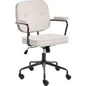 Beliani Bürostuhl Hellbeige Samt mit Gebremsten Rollen Armlehnen Höhenverstellbar Klassisch Retro Arbeitsstuhl Home-Office Wohnzimmer