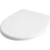 Beliani WC-Sitz Weiß Glänzend Duroplast 45x37 cm O-Form Oval Lochabstand 16 cm Abstandshalter Schnellverschluss Absenkautomatik WC-Brille mit Deckel