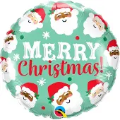 Qualatex Folienballon 'Merry Christmas' Weihnachtsmänner - 45cm