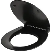 Beliani WC-Sitz Schwarz Glänzend Duroplast 45x38 cm O-Form Oval Lochabstand 16 cm Abstandshalter Schnellverschluss Absenkautomatik WC-Brille mit Deckel