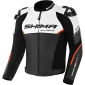 SHIMA Bandit 2.0 Perforierte Weiß Schwarz Rot Motorrad Lederjacke Größe 46