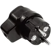 Bachmann Vollgummi-Winkelstecker, schwarz mit Schutzkontakt