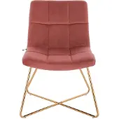 SVITA LYNN Loungesessel Cocktailsessel Clubsessel Polsterstuhl ohne Armlehnen Goldene Beine Samt-Polster Altrosa