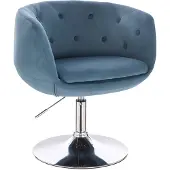 SVITA Panama Retro Loungestuhl Cocktailsessel Blau Petrol Samt-Optik Tellerfuß