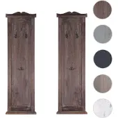 Mendler 2er-Set Garderobe T33, Wandgarderobe Garderobenpaneel, Wandhaken Holz 109x28x4cm ~ braun shabby