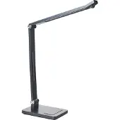 Beliani LED-Schreibtischlampe grau Kunststoffmaterial verstellbarer Arm drehbarer Schirm stufenloser Dimmer Bewegungssensor 3 Farbtemperaturen für das Home Office