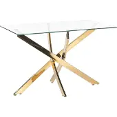 Beliani Esstisch Transparent Sicherheitsglas und Eisen 120 x 70 cm mit Goldenem Metallgestell Rechteckig Modern Glamour Esszimmer Ausstattung Möbel