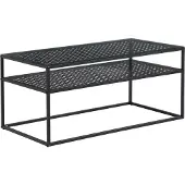 FineBuy Couchtisch Glas Rechteckig Schwarz 100 cm Moderner Wohnzimmertisch mit Metallgestell & Ablage im Industrial Design Sofatisch mit Glasplatte