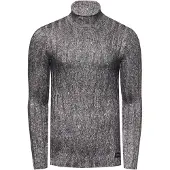 O46rn Vielseitiger Herren Grobstrick Stehkragen-Pullover mit eingearbeitetem Muster Woll-Sweater 13353 Schwarz