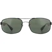 Ray-Ban RB3445, Erwachsener, Uni, Rechteckig, Schwarz, Polarisierte Linse, Metall