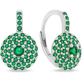 Brilio Silver - Glittering silver earrings with green zircons EA254W