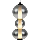 QAZQA Art Deco Hängeleuchte Schwarz mit Rauch und Klarglas 3 Flammig inkl LED Lizzy