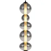 QAZQA Art Deco Hängeleuchte Schwarz mit Rauch und Klarglas 5 Flammig inkl LED Lizzy