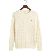 Gant Pullover Cotton Cabel C-Neck Herren Cream-XXL