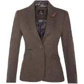 TruClothing Brauner Tweed-Blazer im 1920er-Jahre-Stil mit Fischgrätenmuster für Damen
