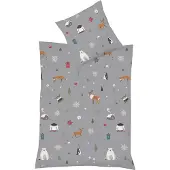 Fleuresse Mako-Satin Bettwäsche Milano Winteridylle grau 135x200 cm + 80x80 cm