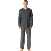 Schiesser Pyjama Herren Baumwolle grau, 58 740563-0003-00580