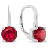 Brilio Silver - Stylish silver earrings with red zircons EA131W