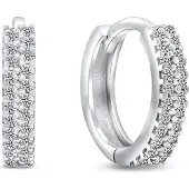 Brilio Silver - Sparkling silver hoop earrings with zircons EA502W