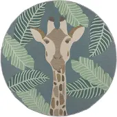KADIMA DESIGN Outdoor-Teppich mit Giraffenmotiv, Kreisrunder Safari-Spielteppich "Yealm Vince". 160x160 cm |