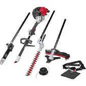 Scheppach Benzin MFH5200-4P | 1,8 PS | 4in1 Multitool | Rasentrimmer, Heckenschere, Hochentaster, 250mm Schwert/Kette, schwenkbar | Schnellwechsler