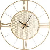 Beliani Wanduhr Gold Metall Rund ø 80 cm mit Zifferblatt Zeigern Römischen Zahlen Indizes ohne Sekundenzähler Batteriebetrieben Modern Loft Design Uhr