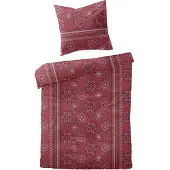 TRAUMSCHLAF Feinbiber Bettwäsche Sterne und Schneeflocken rot 155x200 cm + 80x80 cm