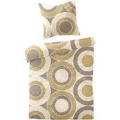TRAUMSCHLAF Feinbiber Bettwäsche Kreise gold 135x200 cm + 80x80 cm