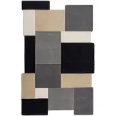 KADIMA DESIGN Wollteppich geometrisch Grau-Beige 120 x 180 cm - HALLEIN Kadima